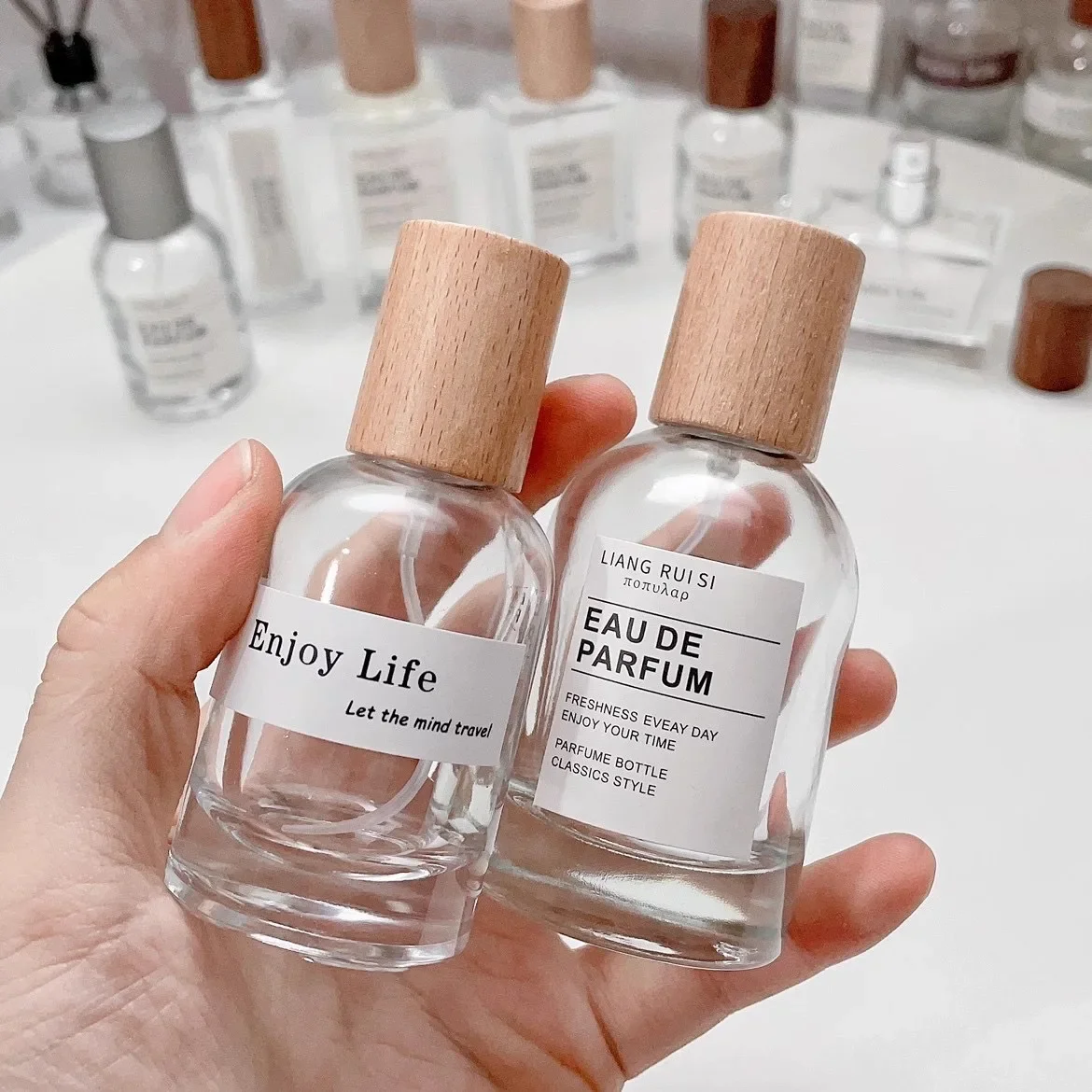 Misting Bottle Fine - 30/50ML 유리 향수병 스프레이 병 나무